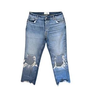We the free Size 28 Women's Ankle Ripped Knee Jeans Blue High Rise
